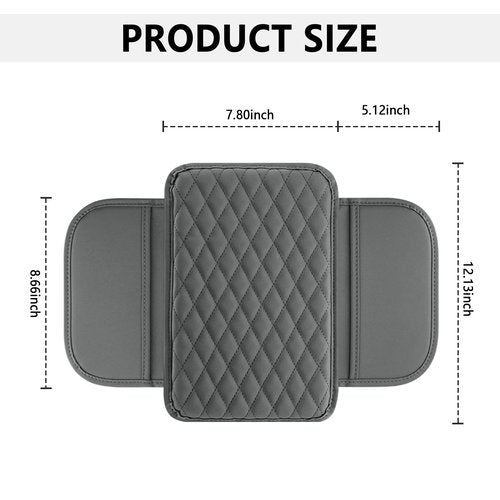 Stacool Upgraded Center Console Cover, Microfiber Leather Armrest Cover Cushion With 2 Storage Bags, Universal Car Armrest Storage Box Interior Accessories for Most Vehicles (Gray)