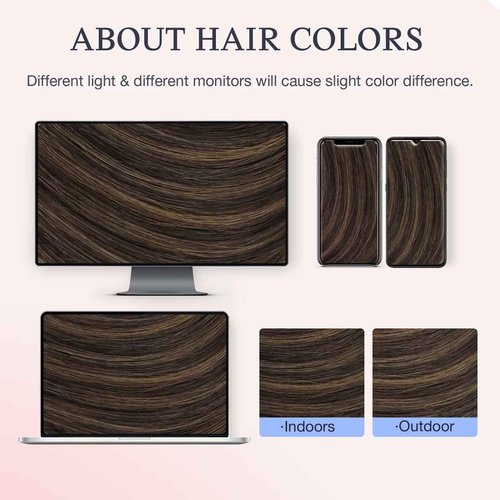 DOORES Hair Extensions Real Human Clip in 20 inch 150g 7pcs Invisi Edge, Seamless Clip in Hair Extensions Invisible Clipins Virgin Injected Skin Weft, 2/6/2 Dark Brown to Chestnut Brown