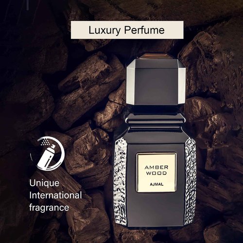 Ajmal Amber Wood Noir Eau de Parfum for Unisex – Romantic Woody Floral Musk with Citrus & Amber – Long-Lasting Premium Dubai Fragrance – 3.4 fl oz (100 ml)