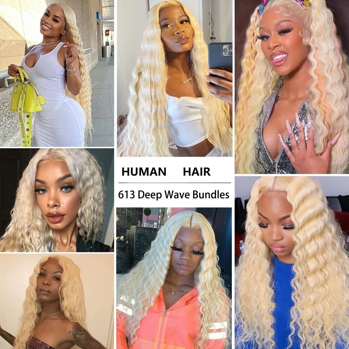18 20 22 Inch Deep Wave Human Hair Bundles Blonde 613 Bundle Human Hair Extension Blonde Unprocessed Brazilian Virgin Quick Weave Hair Extension for Black Women