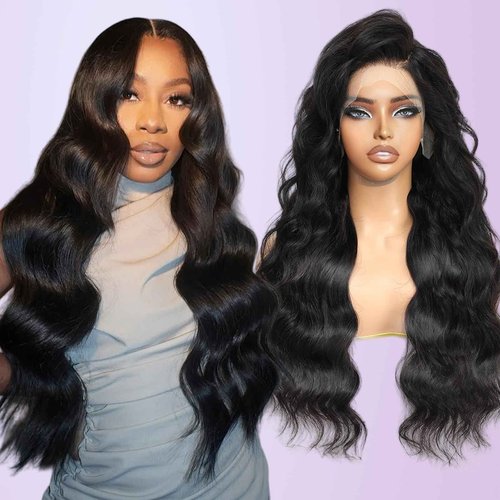 Smilenice 210% Density 13x6 Full Lace Frontal Wigs Human Hair 12A Body Wave Brazilian Virgin Human Hair Pre Plucked HD Transparent Lace Glueless Wigs Human Hair with Baby Hair 18 Inch