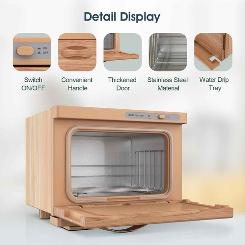 StateRiver Towel Warmer Cabinet, 8L Hot Spa Small Towel Warmer Heating Use for Facial Spa, Hair Beauty, Salon Equipment and Home - Wood