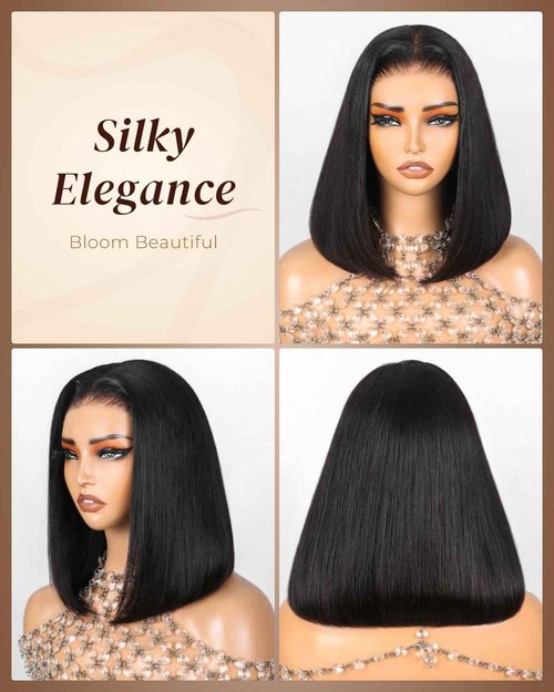 Arabella Hair 5x6 Bob Wig Human Hair Ready to Go Glueless Wigs Human hair 12A Straight Glueless Bob Wig Pre Cut Lace Pre Plucked Bleached Tiny Knots 12inch