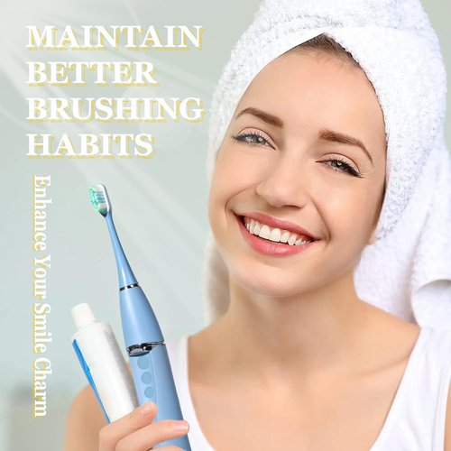 Movigor Foldable Electric Toothbrush for Adults – Dual UV Sanitization, 272 Sonic Modes, USB-C Rechargeable, 4 Brush Heads, Leather Travel Case, Portable Blue Toothbrush