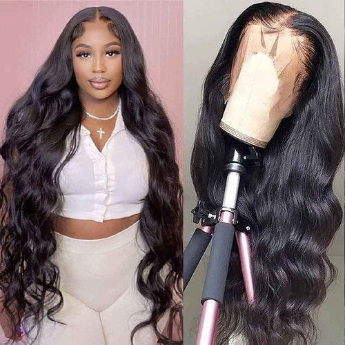 GOMOST Body Wave Lace Front Wigs Human Hair 13x4 HD Transparent Lace Front Wigs Human Hair Pre Plucked with Baby Hair 180% Density Glueless Wigs Human Hair for Women Natural Black 26Inch,1.0 Count