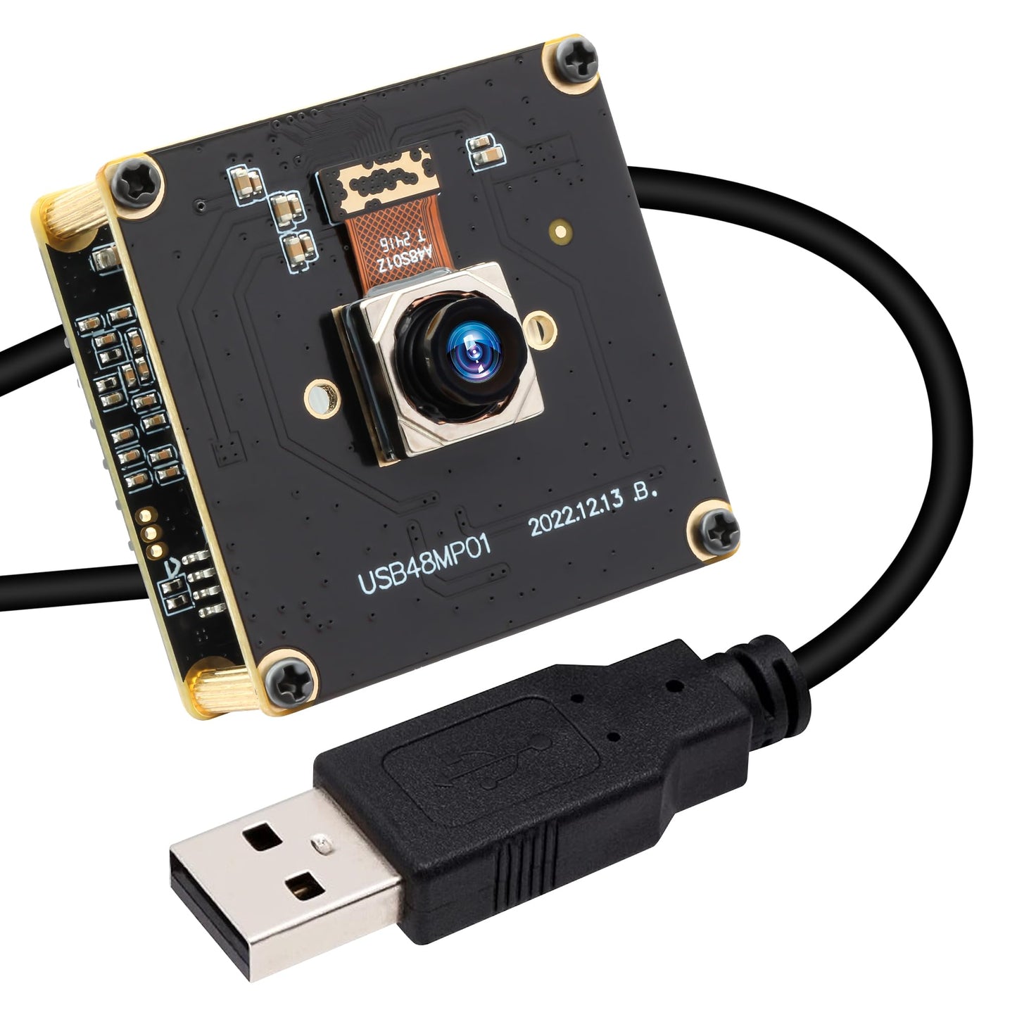 48MP Wide Angle USB Camera Module 200ms Fast Autofocus Webcam Board 100degree No Distortion Lens PC Camera Mini UVC USB2.0 Backup Cam UHD Second Webcamera 6000P Lightburn_Cam for Laser Engraver