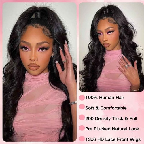 LUCKOKOS 22 Inch 13x6 Body Wave Lace Front Wigs Human Hair 200 Density HD Transparent Lace Front Wigs for Black Women Glueless Frontal Wigs Human Hair Pre Plucked