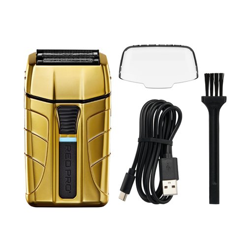 RED Pro Titanium Foil Shaver Cord/Cordless Shaver for Men, Powerful Electric Razor USB-C Rechargeable, Up to 170 Minutes of Run Time, Quiet, Durable and Portable (Matte Gold)
