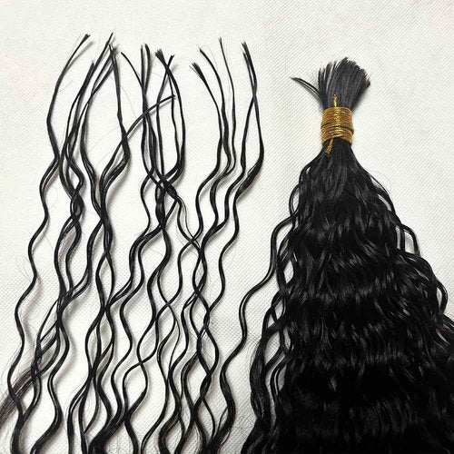 Pre-Divided Bulk Human Hair Wave Wave Braiding Hair for Boho Braids Double Drawn Curly Human Hair Bulk Extensions 18inch 200g for Black Women