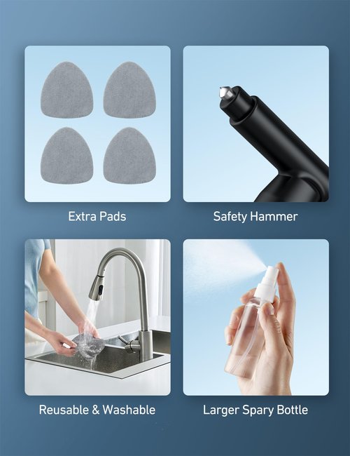 AstroAI Windshield Cleaner Tool, Car Interior Detailing Cleaning Kit with Extendable Handle and 4 Reusable Microfiber Pads, Auto Glass Wiper Brush Kit for Cars, Gray