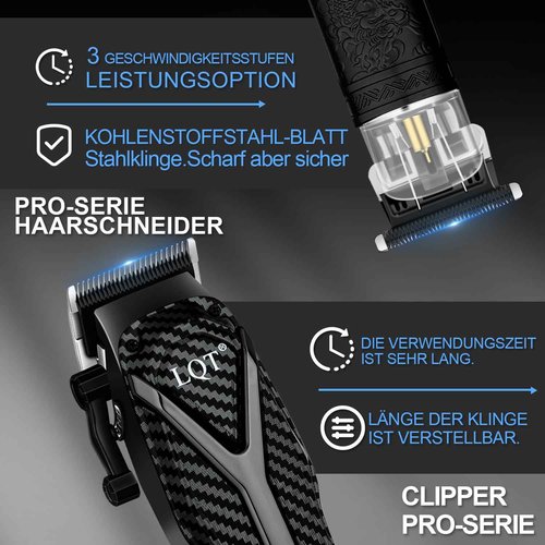 LQT Hair Clippers for Men Professional, Hair Trimmer & Beard Electric Razor Kit, Barber Clipper Set for Men’s Grooming Cordless with LCD Display, Hair Cutting Clippers and Trimmers Set