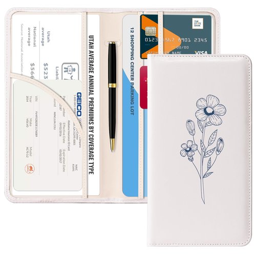 CoBak Car Registration and Insurance Holder - Vehicle Glove Box Car Organizer,Auto Truck Comparment Accessories Case with Magnetic Closure for Essential Document,Driver License,Cards