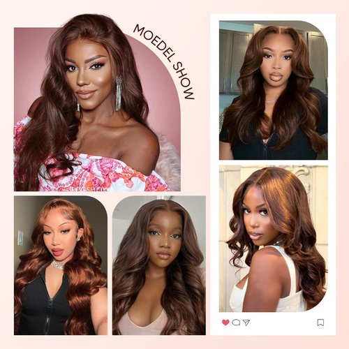 Chocolate Brown Lace Front Wigs human hair Pre Plucked with Baby Hair, 13x6 HD Body Wave Brown Lace Frontal Wigs Human Hair, 180 Density Colored Glueless Brown Wig Human Hair for Women 26inch