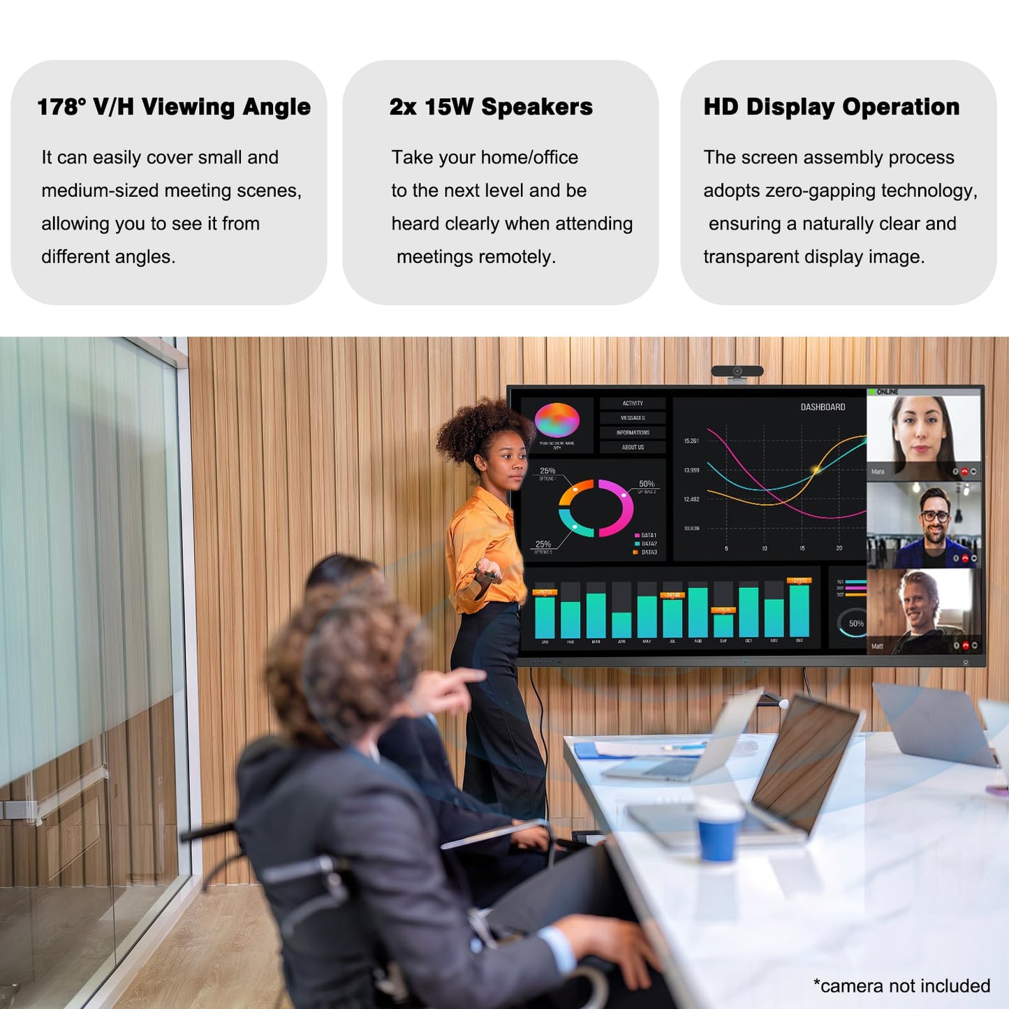 65 Inch Smart Board,4K Touch Screen Interactive Whiteboard, All-in-One Smart Digital Whiteboard for Classroom Home and Business Built in Android 14.0 8+128G with Robust App Ecosystem(Board+Wall Mount)