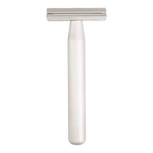 Standard Razors Aluminum Double Edge Safety Razor - Raw Silver | Three Piece Double Edge Safety Razor