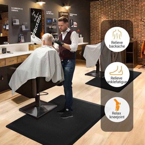 Salon Hairstylist Floor Mat Anti Fatigue for Stylist Standing 3' x 5', 5/8'' Thick Barber Floor Matt Square Base for Salon Styling Chair, Hair Cutting Hairdressing Beauty Equipment