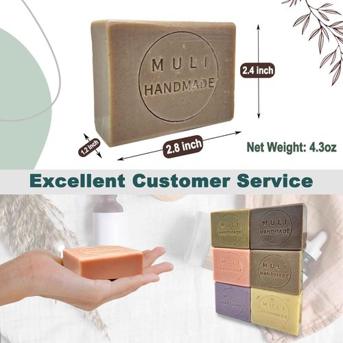 Natural Handemade Bar Soap for Men and Women with Essential oils, Scented Bar Soaps for Bath, Fragrance Gift Set (Pack of 6) Comfrey, Rose Marseille, Calendula, Dead Sea Mud, Artemisia Argyi, Lavender