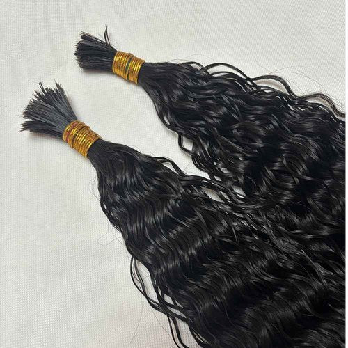 Pre-Divided Bulk Human Hair Wave Wave Braiding Hair for Boho Braids Double Drawn Curly Human Hair Bulk Extensions 18inch 200g for Black Women