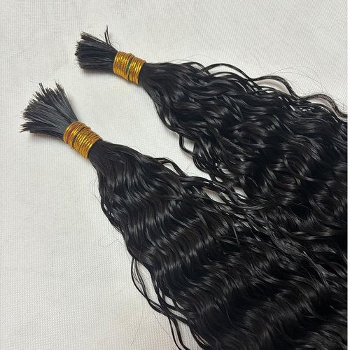 Pre-Divided Bulk Human Hair Wave Wave Braiding Hair for Boho Braids Double Drawn Curly Human Hair Bulk Extensions 16inch 200g for Black Women
