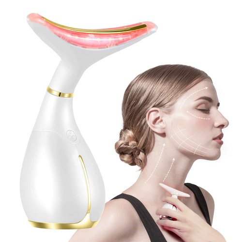 Ms.W 3-in-1 Beauty Massager for Face and Neck, Facial Massager with Heat, Vibration and Led, Electric Face Massager for Skin Improve, Smooth, Firm