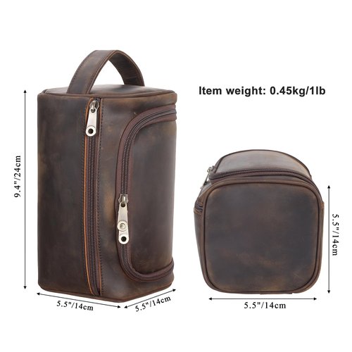TIDING Mens Leather Hanging Toiletry Bag Travel Shaving Kit Portable Makeup Cosmetic Organizer Wash Case