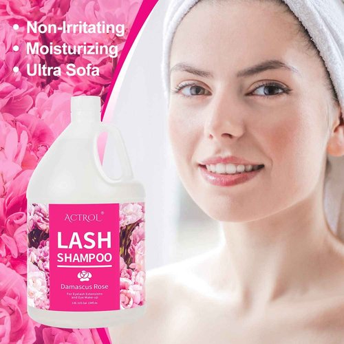ACTROL Eyelash Extension Cleanser Gallon Rose 3.8L Natural Lash Extension Shampoo Professional Eyelid Foaming Cleanser Paraben & Sulfate Free Non-lrritating with Salon and Home Care