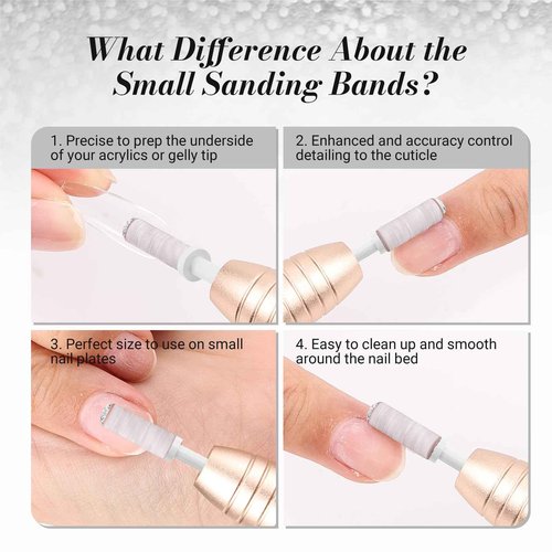 MelodySusie Professional Nail Drill 30000RPM with 50 Pcs Small Sanding Bands and 60 Pcs Replacement Sandpaper Discs