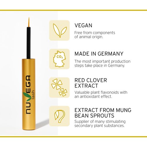Nuvega Lash - Vegan Eyelash Serum & Eyebrow Serum Set I Longer Eyelashes in 4-6 Weeks I Lash and Eyebrow Growth Serum I Made in Germany I 1ml & 3ml