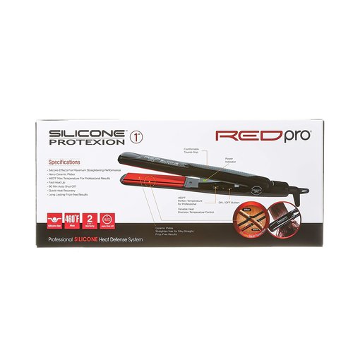 Red Pro Hair Straightener Silicone Protexion Flat Iron 1 Inch, Adjustable Temperature Setting, Ultra Thin, Lightweight, Suitable for All Hair Types