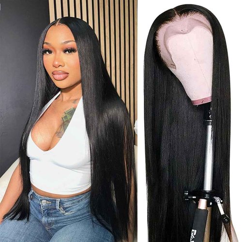 TAIKOU 13x6 Lace Front Wigs Human Hair 200 Density 13x6 HD Transparent Lace Front Wigs Human Hair Pre Plucked Straight Human Hair Wig With Baby Hair For Women 22Inch