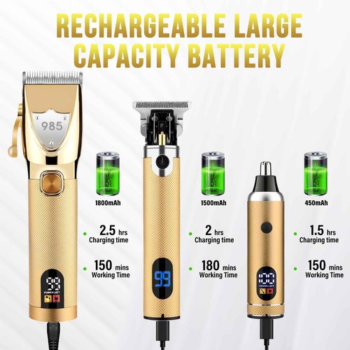 Saoilli Professional Hair Clippers Hair Trimmer for Men,Beard Trimmer Nose Hair Trimmer Set,Cordless Electric shavers Razor for Men,Barber Clippers T-Blade Trimmer Haircutting Grooming Kit