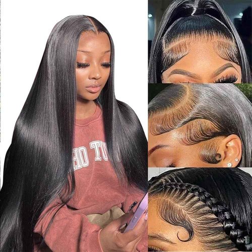 Yuyongtai Lace Front Wigs Human Hair 22 Inch Straight 13x4 HD Transparent Lace Frontal Wigs Pre Plucked With Baby Hair 180% Density Brazilian Virgin Hair Wigs