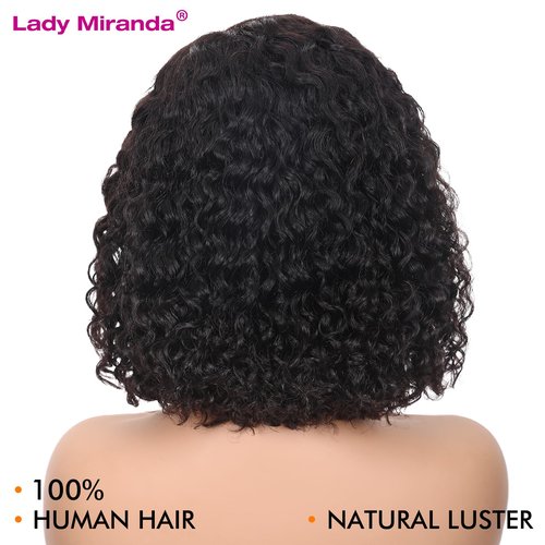 Lady Miranda Curly Human Hair Wigs 13x4 Lace Front Wigs Short Curly Wig for Black Women Wear and Go Human Hair Pre Plucked Pre Cut Short Bob Wig for Black Women