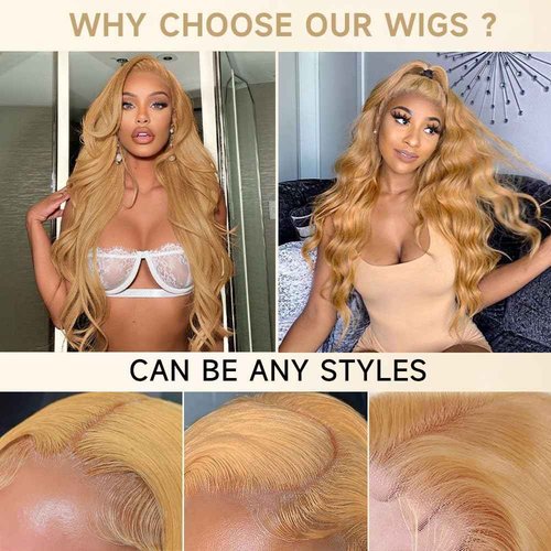 Honey Blonde Wig Human Hair 200 Density 13x4 HD Lace Front Wigs Human Hair Pre Plucked Body Wave Honey Blonde Wig Human Hair 27# Colored Glueless Wigs 16 Inch