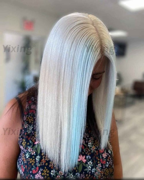 YiXing Platinum Blonde 13x6 Lace Frontal Wigs Human Hair Pre plucked with Baby Hair Glueless #60 Ash Blonde Short Bob Wigs for White Women HD Lace 10Inch
