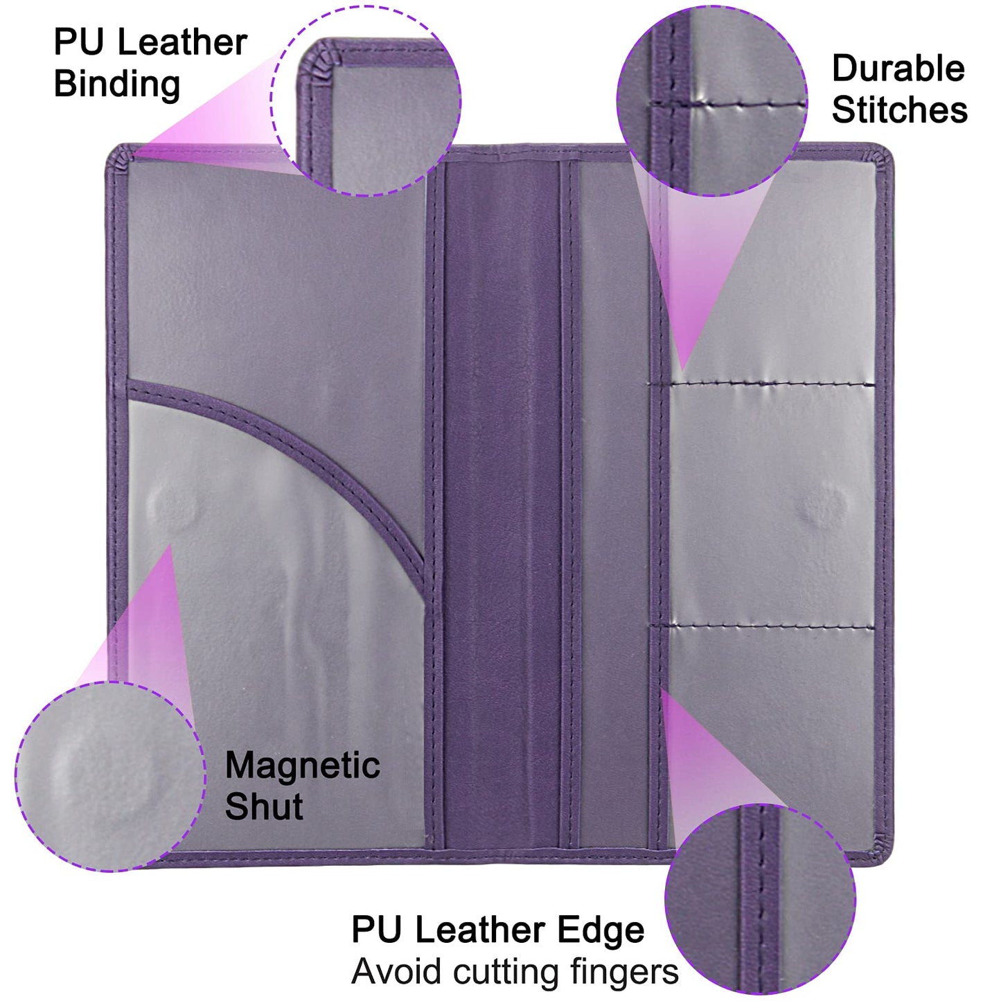 LumiMokki Premium Car Registration & Insurance Card Holder with Magnetic Shut, Vehicle Glove Box Car Organizer - For Documents, Cards, License (Purple)