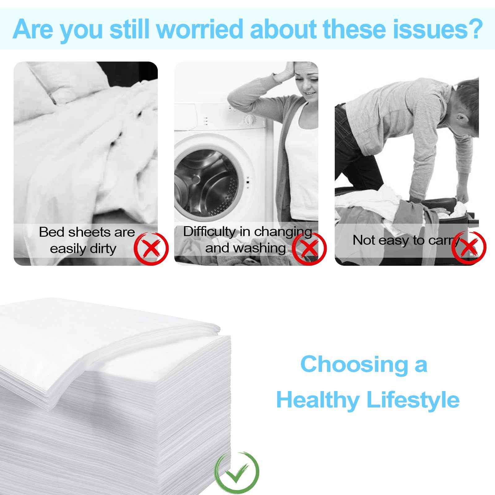 200pcs Massage Table Sheets 31''x71'' Disposable Bed Sheets Non-Woven Fabric Bed Covers for SPA Tattoo Massage Table(White)