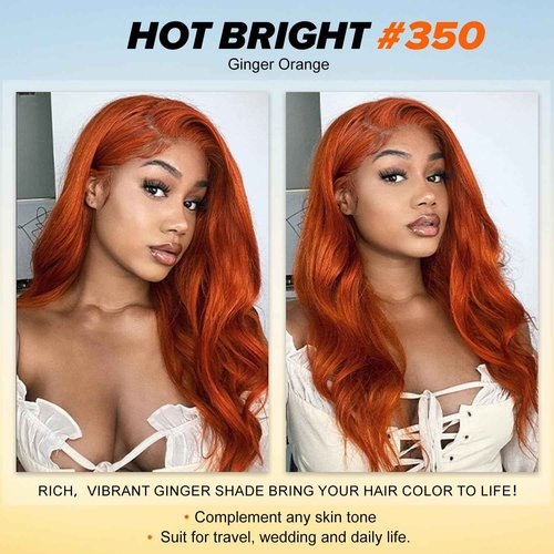 ALHER #350 Ginger Bundles Human Hair Body Wave 12A 100% Brazilian Virgin Remy Hair for Black Women Soft Thick Copper Orange Color 12 14 16 Inch