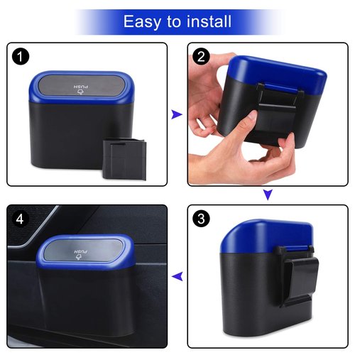 Accmor Car Trash Can with Lid, Vehicle Trash Bin Car Dustbin Garbage Organizer Holder with Trash Bag, Portable Hanging Mini Wastebasket Bin Trash Container for Auto Cars, Home, Office (Blue)