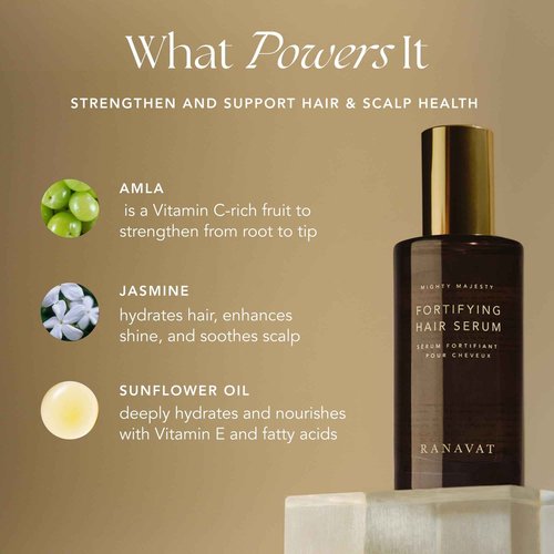 RANAVAT BOTANICS RANAVAT Mighty Majesty - Fortifying Hair Serum - Hair Oil Serum for Scalp Hydration, Frizz Control, & Hair Shine - With Jasmine and Amla Extract (1.7 oz)