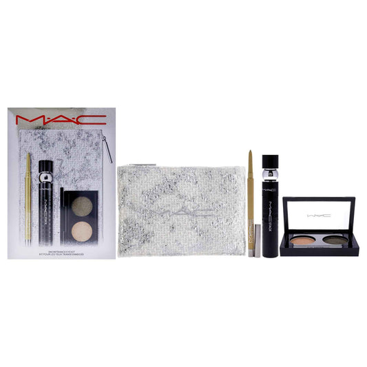 MAC Snowtrance Eye Kit for Women - 4 Pc 0.1oz Eye Shadow Duo, 0.41oz M-A-C Stack Mascara - Black, 0.01oz M-A-C Colour Excess Gel Pencil Eye Liner - Gold Goals, Pouch