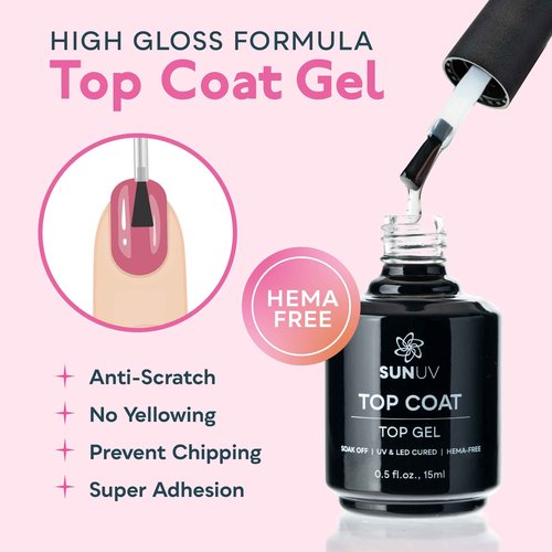 SUNUV SUN3 Professional UV Light for Nails with Top Coat Base Coat Set