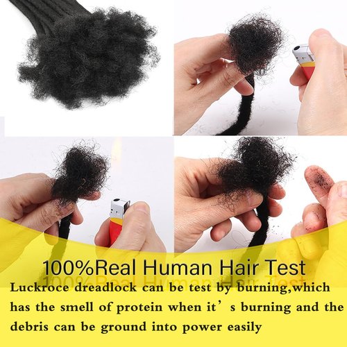 Luckroce Loc Extension Human Hair 6 Inch 70 Strands Human Hair Loc Extensions Permanent Dreadlock Extensions for Women Men (Width 0.4cm #1B)