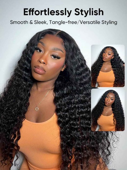 Wiggins Wig Loose Deep Wave Lace Front Wigs Human Hair 4x7 Ready To Go Glueless Wigs Human Hair Pre Plucked Loose Deep Wave Human Hair Wig Pre Cut Lace Pre Bleached Glueless Wigs For Women 14 Inch