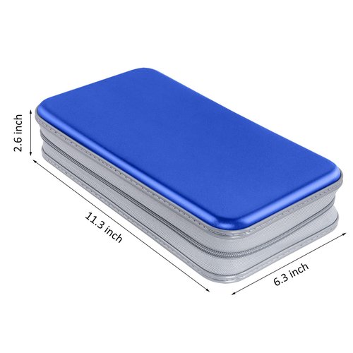 Siveit CD Case, DVD Case Holder 96 Capacity Hard Plastic CD DVD Disc Cases Storage Binder Wallet for Car Home Office Travel (Blue)