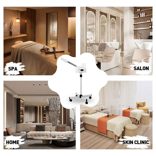 Professional Facial Steamer, Facial Steamer with Hot Mist and Timer Function for Deep Hydration, Height Adjustable Face Steamer on Wheels with Touch Screen and Rotatable Nozzle for Salon Spa Home Use