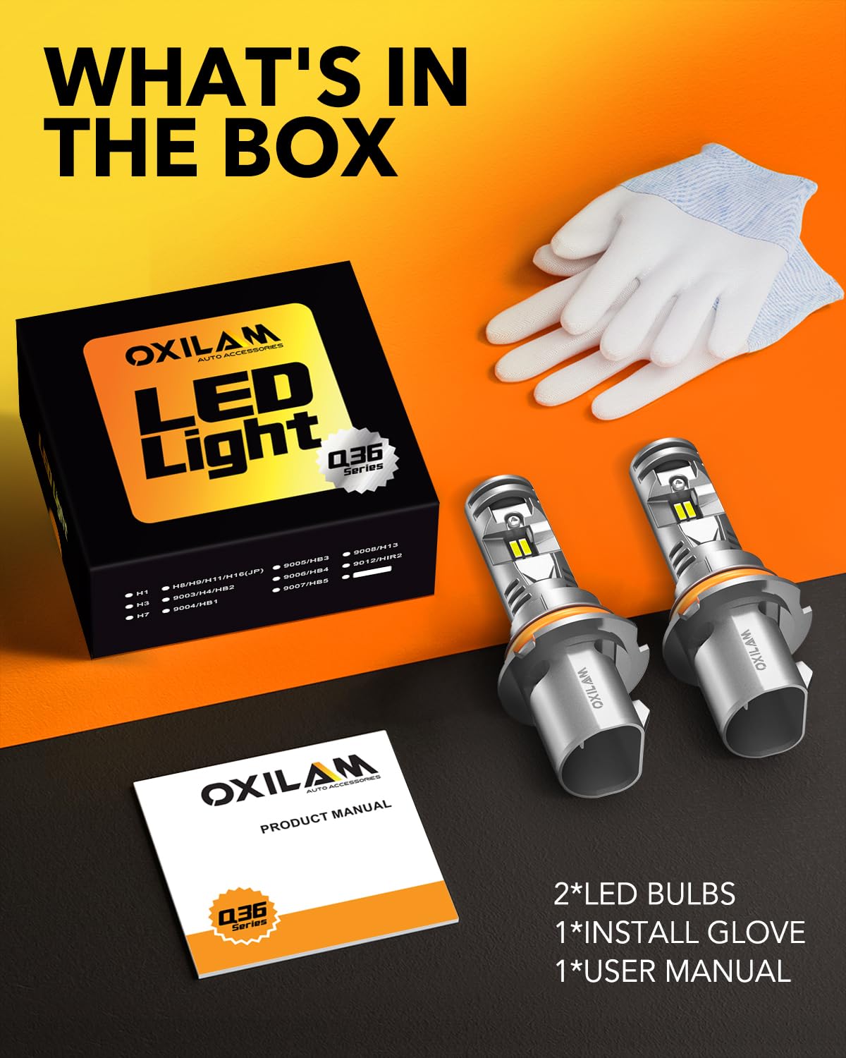 OXILAM Upgraded 9004 LED Bulbs, 20000 Lumens 600% Super Brighter HB1 Led Bulbs, Ture 1:1 Size as Halogen Bulbs，6500K Cool White Wireless Kit for 9004 Blubs, Plug & Play, Pack of 2