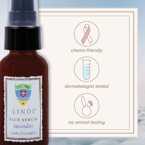 LINDI SKIN Lavender Face Serum - Ultimate Moisture and Comfort To Restore Your Skin Immediately - Reduce Facial Rash, Redness, and Itching - Relieves Uncomfortable Effects of Chemo Rash(1 fl oz)