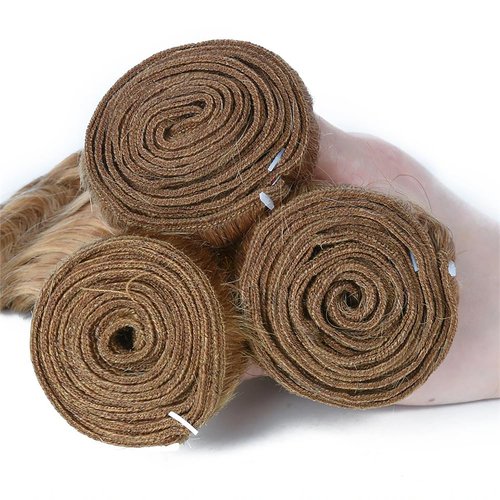 Color #27 Honey Blonde Water Wave Human Hair Bundles 22 24 26 Inch Brazilian Remy Hair Extensions - Wet and Wavy