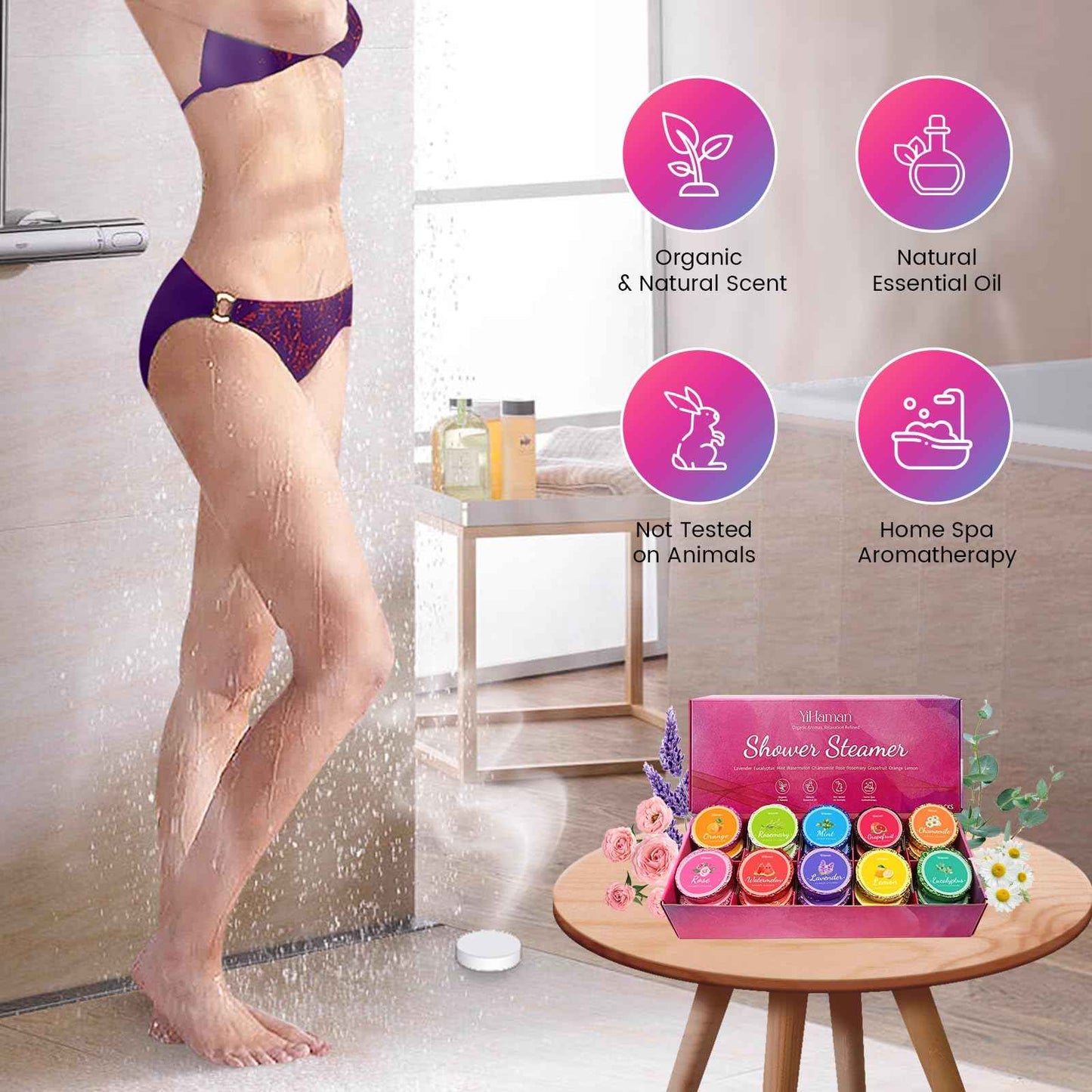 2SET 40PCS Shower Steamers Aromatherapy for Women or Men, 10 Scents Organic Shower Bombs, Relaxation with Organic Essential Oils, Birthday Self Care Gift for Women（80 PCS）